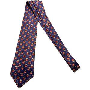 Classic Salvatore Ferragamo Men's Neck Tie Blue Red Ducks Duck Hunting